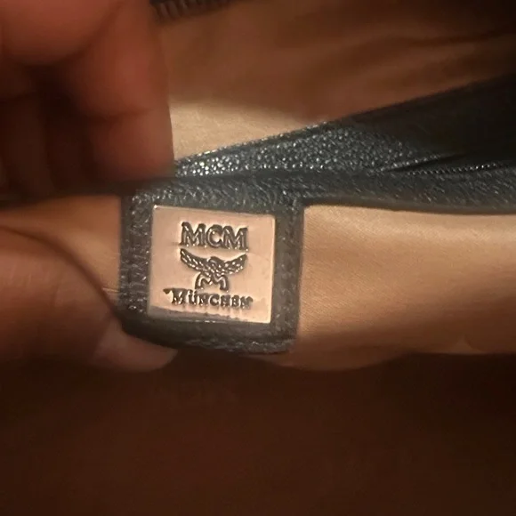 MCM Black Leather Studded Duffel with Silver Plaque - Picture 7 of 9